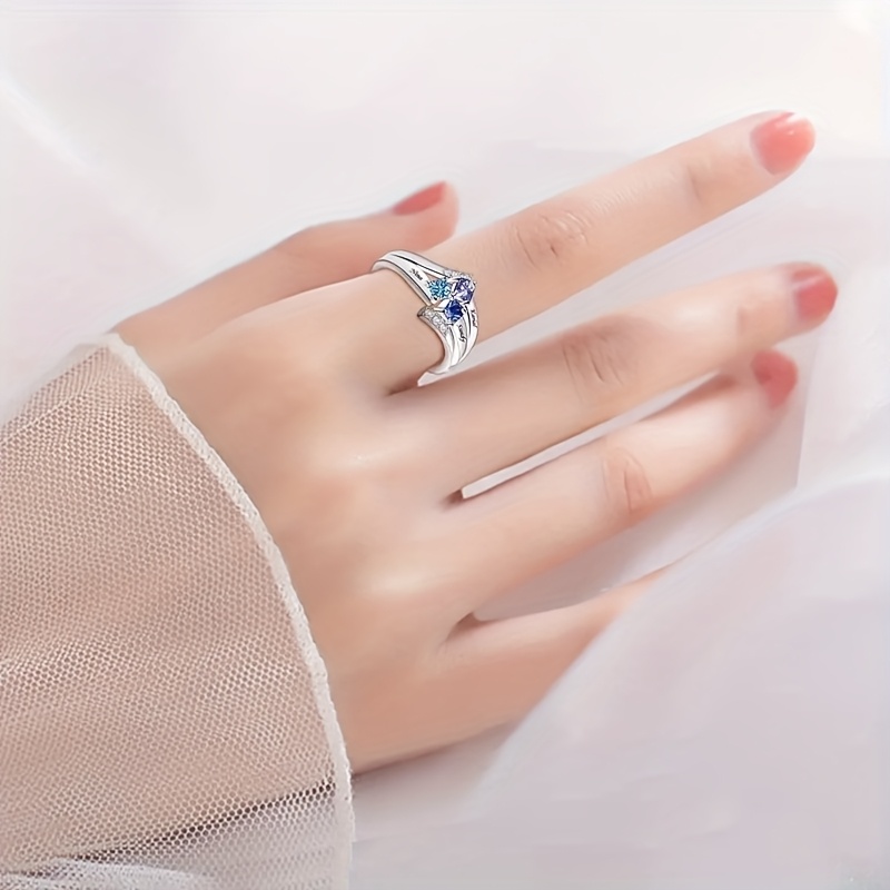 Custom Classic Women's Ring with Copper Inlay and Zirconia